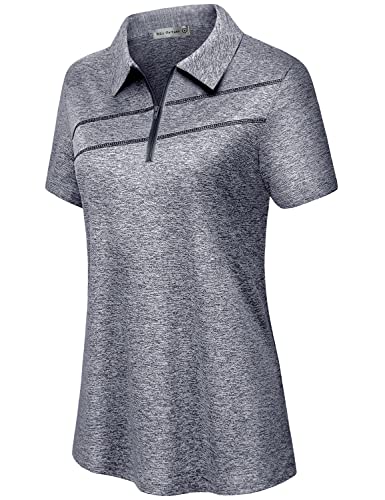 Image of MISS FORTUNE Women's Polo Shirts, Golf V-Neck Workout Tops, Moisture Wicking Ladies Golf Shirt Losse Fit for Tennis Yoga