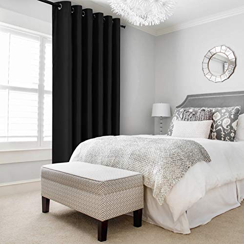 Image of DWCN Total Privacy Room Divider Blackout Curtain - Thermal Curtains for Patio Door, Living Room, Bedroom Partition and Shared Office Space, 1 Grommet Curtain Panel, 8.3ft Wide x 8ft Tall, Black