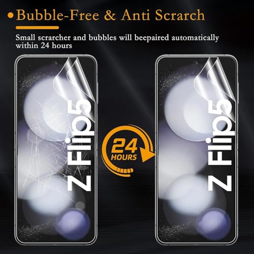 Image of Advanced HD+ Front & Back Unbreakable Hydrogel Screen Protector for Samsung Galaxy Z Flip 5 5G - Full 360 Mobile Protection with Easy Installation Kit (Anti-Scratch)