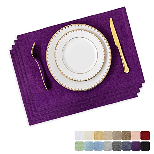 Home Brilliant Place Mats Set of 4 Purple, Heat Resistant Dining Table Placemats