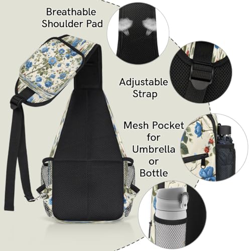 Bolso Sling unisex con estampado floral, para viaje y senderismo miniatura 4