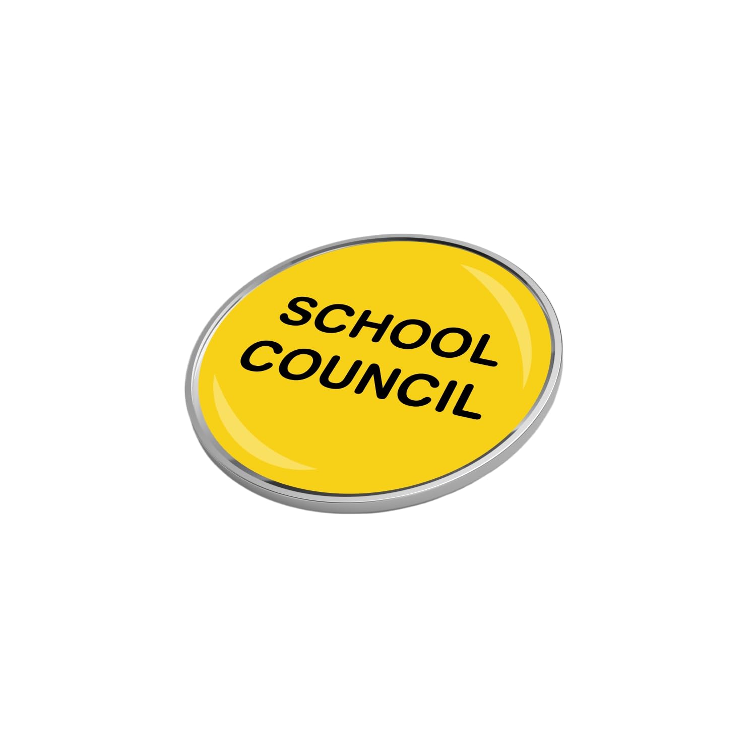 School Council Pack of 6, 25mm Round Badge, Resin/Steel Back Yellow