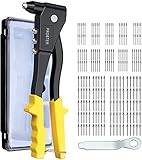 【Ahorro de Fuerza】Diseño Ergonómico Adoptado, Sin Necesitad de Gastar Mucha Fuerza para Remachado. Mangos Revestidos en PVC Le Proporcionan Comodidad y Antideslizamiento. Permite Manejo Sencillo con Una Única Mano.