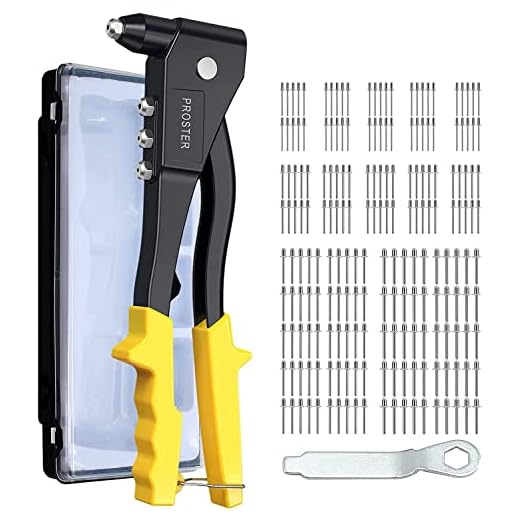 Proster Professional Pop Rivet Gun with 200 Rivets Hand Repair Tools Riveter, Heavy Duty Hand Riveter Set for Metal, Wooden and Plastic