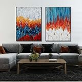 Druck auf Leinwand 2 Stück 20x30cm kein Rahmen Nordic Abstrakt Retro Malerei Poster Moderne Wohnwand Dekor Ästhetische Bilder Für Wohnzimmer Wanddekor