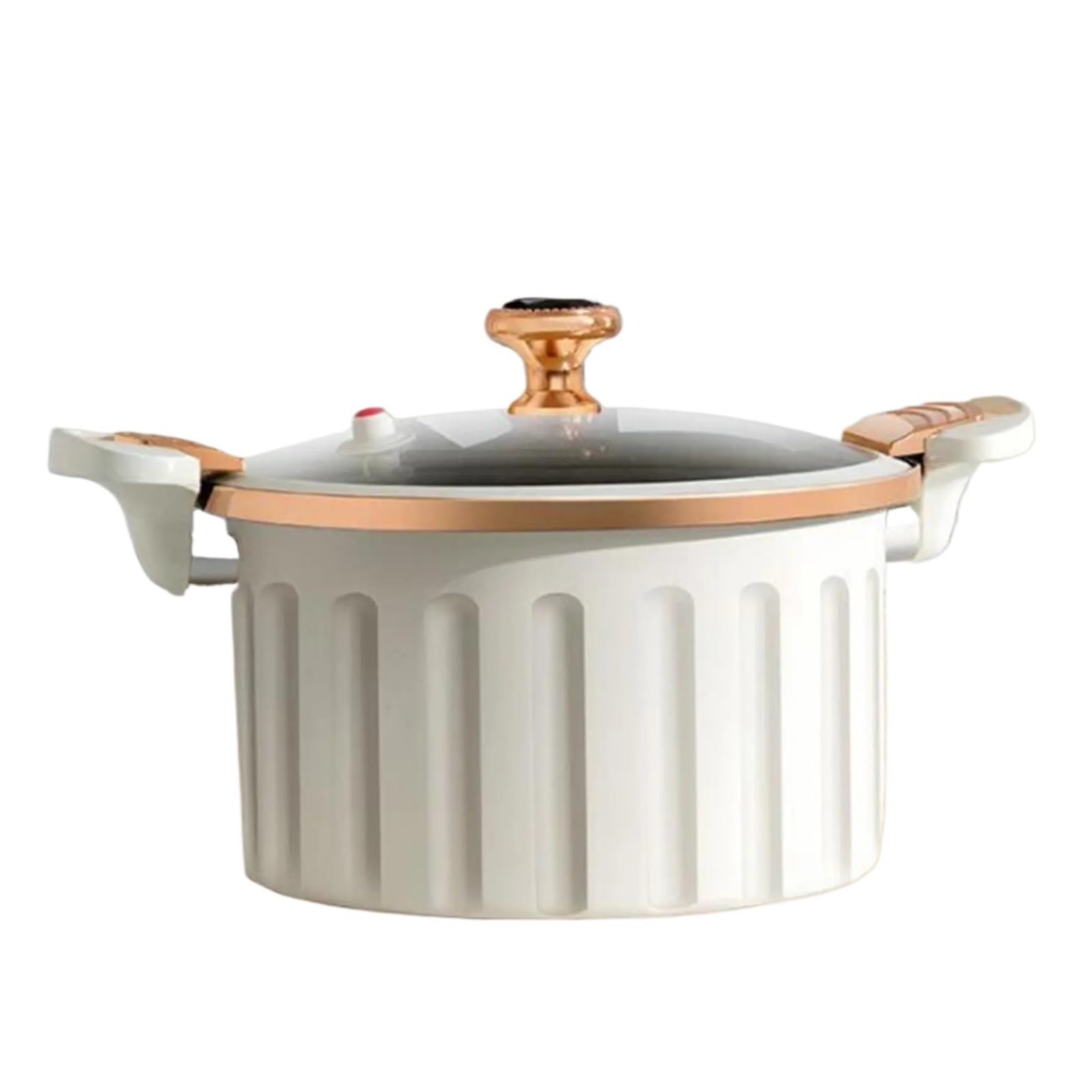 Marmite de Cuisson 8L résistante à la Chaleur fabriquée à la Main avec Couvercle et poignée en Verre pour Induction, Marmite Tous Feux(White)
