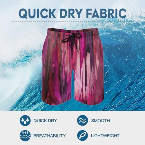 Men's Swim Trunks Quick Dry Board Shorts with Pockets Beach Shorts Peach and Purple Stripes Bathing Suits for Men3