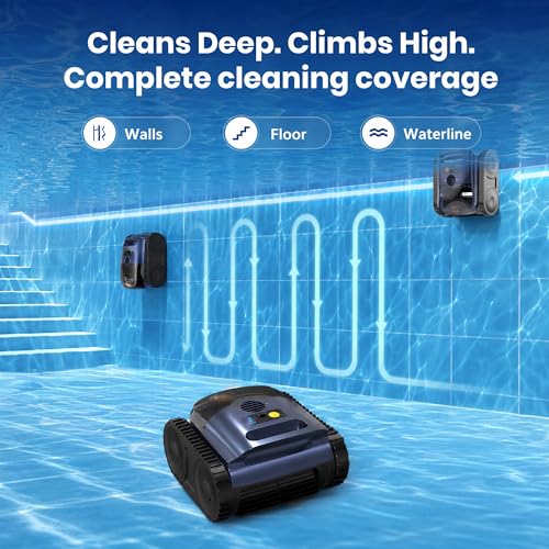 Image of (2026 Upgrade) Cordless Robotic Pool Cleaner, 180 Mins Runtime Robotic Pool Vacuum for Inground Pools, Wall & Waterline Automatic Pool Vacuum, Sonar Navigation, Brushless Motor, Pool Up to 2150 Sq.ft