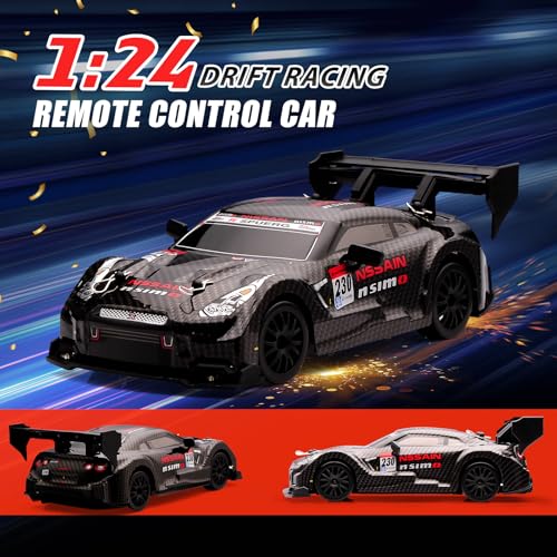 Image of 1:24 Scale RC Drift Car,4WD 2.4GHz High Speed Racing Hobby Sport Toy Car Vehicle with LED Lights,Racing and Drift Wheels for Adult Boys Girls Kids Gift (8601-Black)