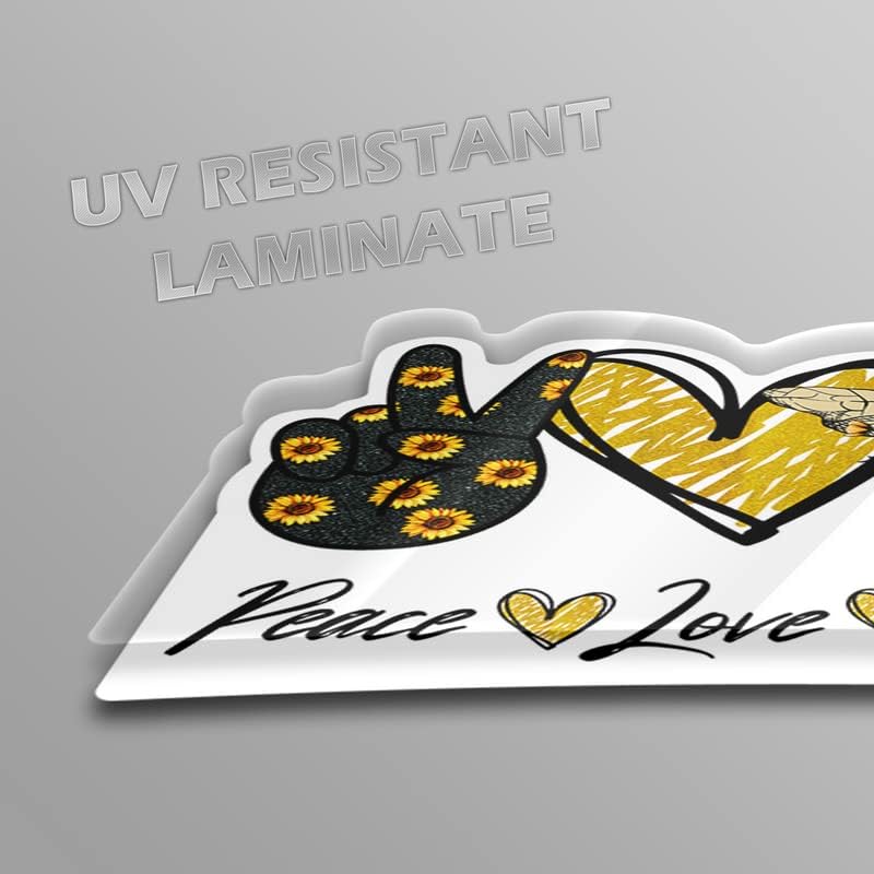 Miniatura 2 de Pegatina de vinilo Peace Love Kindness Bumble Honey Bee Girasol  Calcomanía de pared para auto, camión, camioneta, SUV, ventana, laptop, una