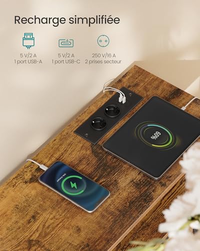 Commode industrielle 7 tiroirs LED & USB SONGMICS