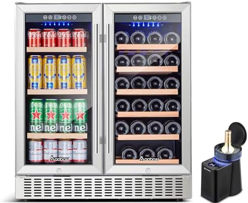 AAOBOSI 30 Inch Dual Zone Wine and Beverage Refrigerator & Wine Chiller Electric