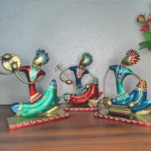 Image of Metal Nagpuri Musician Decorative Showpiece Handcrafted Tribal Musician Figurine Ideal for Home, Office & Music Room Decor