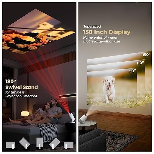 Image of Electronics Lightbeam Android Smart LED Projector 4K UHD & 1080p Support, Built-in Streaming Apps (Netflix, Prime, Hotstar, etc), Auto Keystone, 4000 Lumens, 150 inch Screen, Miracast, HDMI, USB