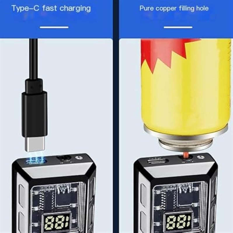Encendedor de butano con doble llama y carga USB tipo C miniatura 6