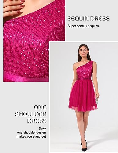 BeryLove Womens Sequin Homecoming Formal One-Shoulder Cocktail Dress for Teens4