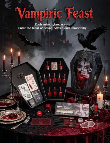 Image of Beetles Halloween Box Vampiric Feast, Gel Nail Polish Kit with UV Light | HEMA- and TPO-Free 8-Color Gel Polish Set with Nail Tips and Stickers for Halloween DIY Nail Art and Gifts for Women