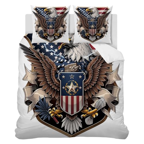 Parure de lit 140x190 blanc avec housse de couette imprimé aigle - 3