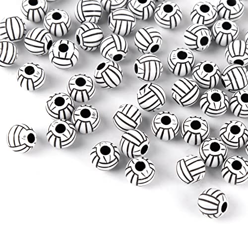 AUEAR 100 Pack Volleyball Beads 12mm for Sport Jewelry Making Necklace Bracelet Craft Decoration Accessories