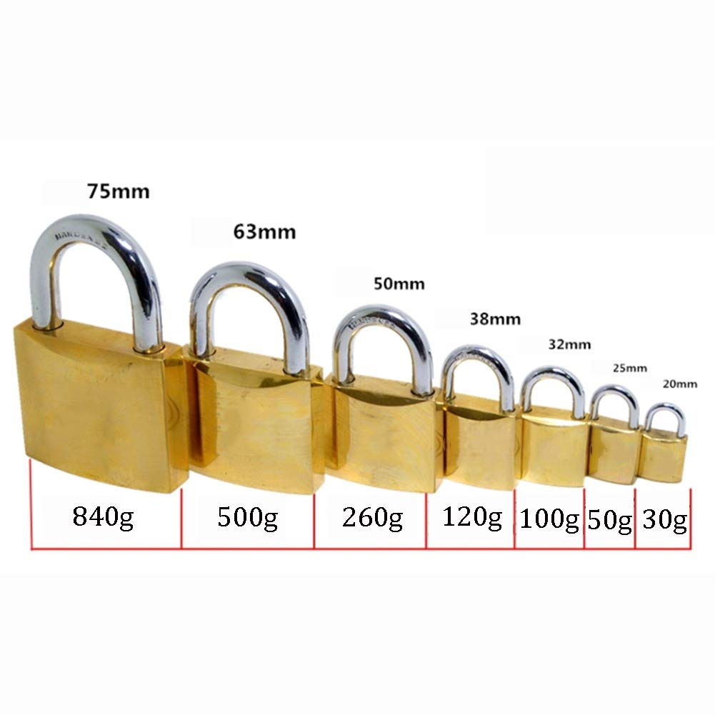 candado Llave Latón Llave del candado, a Prueba de Agua Moho Y antirrobo de Bloqueo de Seguridad, 3 Llaves, Ancho 20mm-75mm (Size : 75x115.5mm)