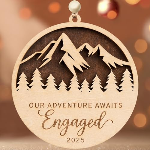 Engagement Ornament 2025, Two-Layer Wooden Just Engaged Christmas Ornament, Engagement