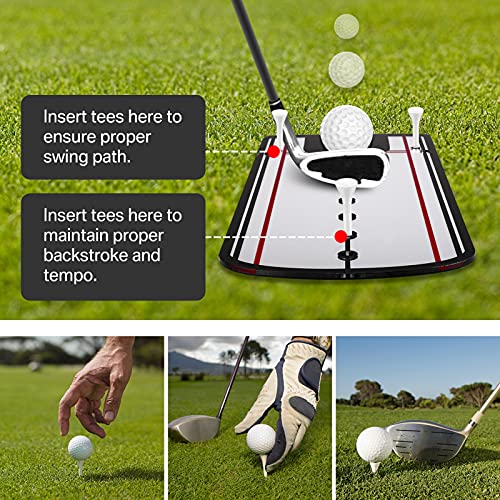 Yeahmart Golf Putting Alignment Mirror, Upgrade Portable Practice Putting Trainer With Tees, Golf Swing Training Equipment Aids Putting Mirror Size 12 X 6 Inches #TOP3