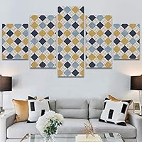 SIGNWIN 5 Panel Canvas Wall Art Modern Art Contemporary Dramatic Geometric Mixed Media Multicolor Patterns for Home Decorations Ready to Hang - 60