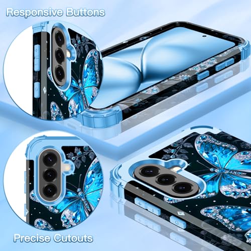 Coque Galaxy A57 5G antichoc fleur phosphorescente LONTECT saphir robuste