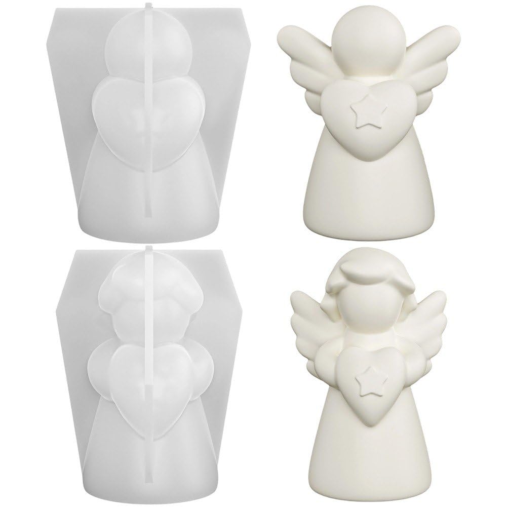 HiyyFloy Angel Resin Molds Silicone Epoxy Resin Casting Mould 2 Pack Angel Ornaments Epoxy Mold Handmade Candle Making Wax Molds Diy Christmas Craft Gift