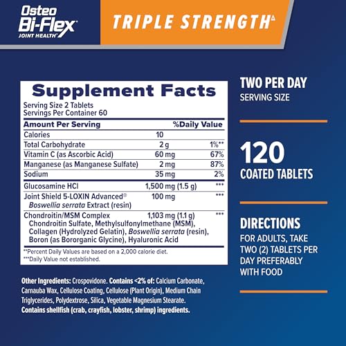 Image of Osteo Bi-Flex Triple Strength Glucosamine Chondroitin Supplement, 120 Count | Improve Joint Function, Strength, Flexibility, Mobility, 120 Coated Tablets