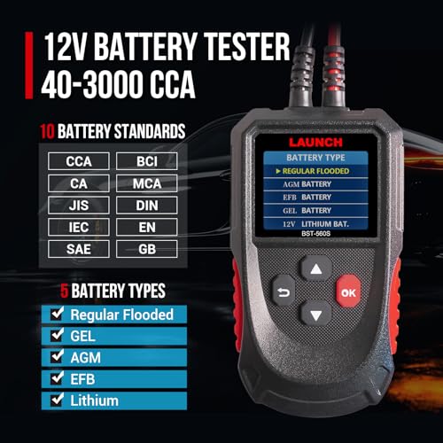 Launch BST-560 S Battery Tester, 12V Automotive Digital Battery Analyzer, For Car/Truck/Motorcycle/Suv/Atv/Rv/Boat thumb #2