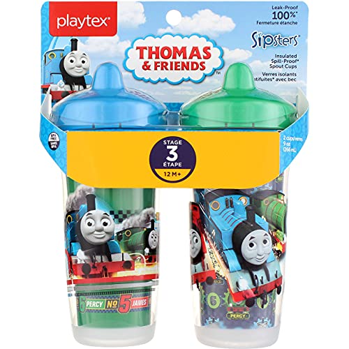 Playtex Sipsters Stage 3 Thomas The Train Spill-Proof, Leak-Proof, Break-Proof Insulated Spout Sippy Cups