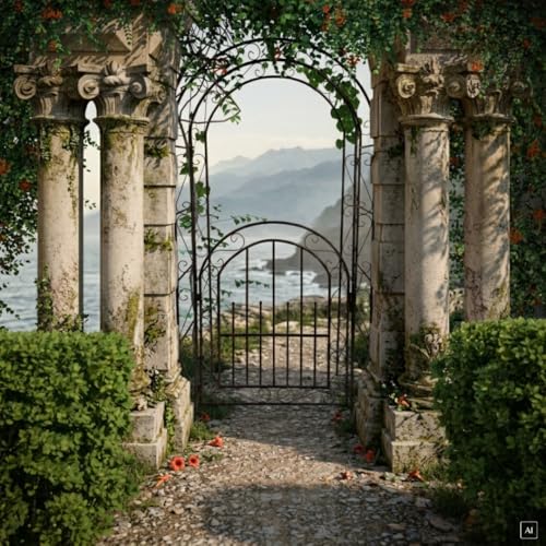 ABC Home | 2in1 Rosenbogen mit Tor Metall – Gartentor Schwarz 215 cm Hoch – Rankhilfe für Kletterpflanzen & Rosen – Gartentür mit Ornamenten inkl. Erdspießen