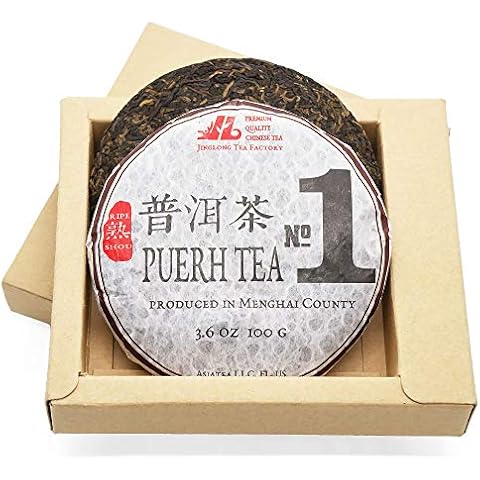 Jinglong Tea Factory - Puerh Tea No1 (40 Cups) Ripe Pu-erh Tea Mini Cake (3.6 Ounce) Cover