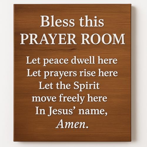 DoawBang Bless This Prayer Room Canvas Print – Christian Blessing Wall Art Sign, 12x16 inch Faith Room Decor for Home Chapel, Meditation Space, and Prayer Corners