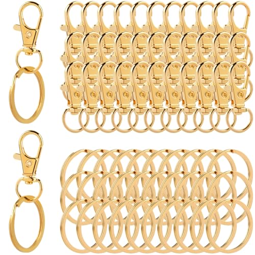 40Pcs Portachiavi con Moschettone Dorato OctBird, Moschettoni Piccoli Multiuso Anello