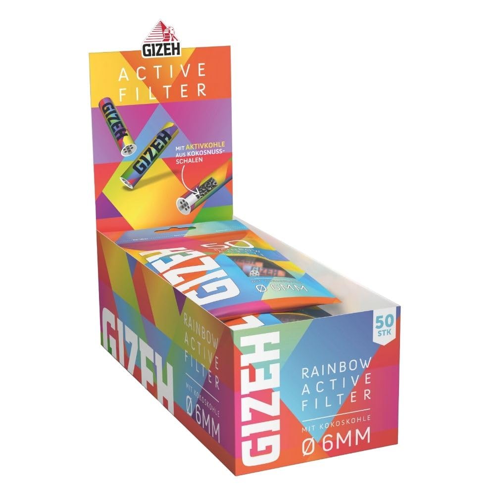 Rainbow Active Filter - Activated Carbon Filter 6 mm Diameter - Activated Carbon Filter Slim with Activated Carbon from Coconut Shell - Filter with 27 mm Length - 10 Bags of 50 Filters