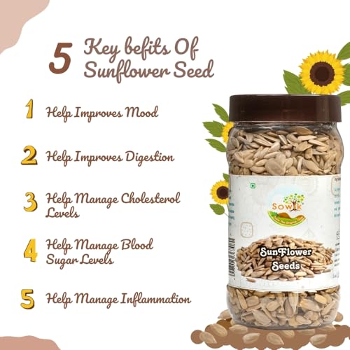 Image of Sowik Raw Sunflower Seeds 200g (Pack of 1) | Unsalted Unroasted Whole Seeds | Plant Based Fiber Rich Food | Healthy Snack, Weight Management | Vegan Friendly Ingredient for Cooking & Snacking