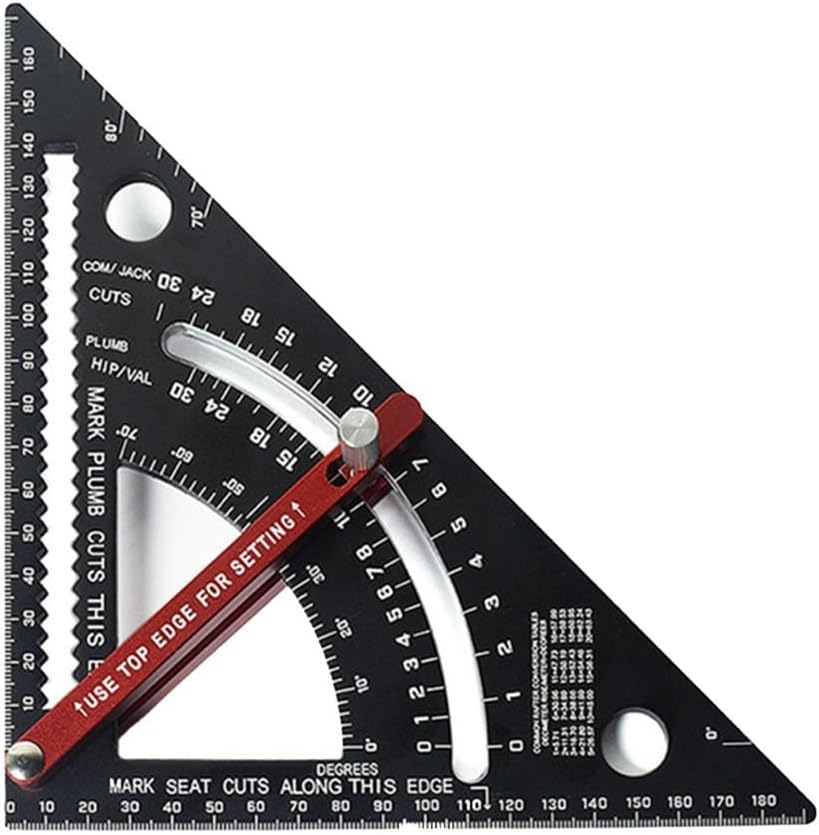 7-Inch Aluminum Alloy Carpenter's Triangle Square Ruler with Protractor, Miter & Saw Guide – -Resistant Adjustable Framing Tool Roof(7INCH BRITISH)(7inch Metric)