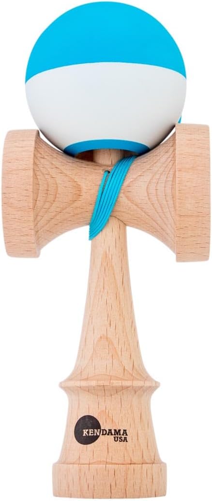 Kendama USA Kaizen Half Split Kendamas Sticky Paint Options & Extras Included (Light Blue)