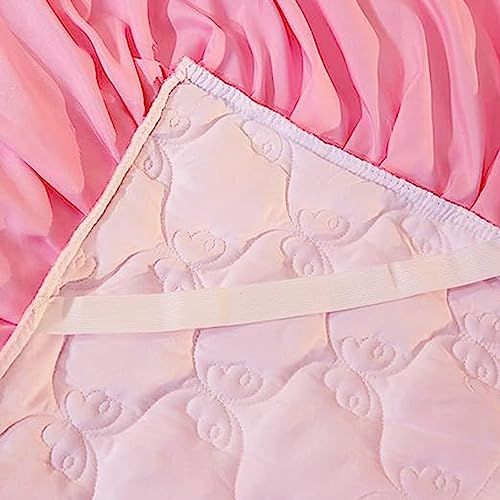 Colcha acolchada King y Queen con falda de cama de encaje elegante para dormitorio de 200x220 cm 4