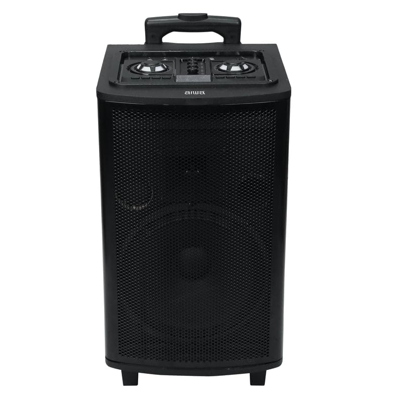 Image of Aiwa Aw-Tr101 Bluetooth Trolley Party Speaker | 100W Powerful Sound with 10 inch Subwoofer, Dynamic Bass Boost, 2 Wireless Mics, 6H Backup, 7200Mah Battery, Party Lights, Recording Feature, Black
