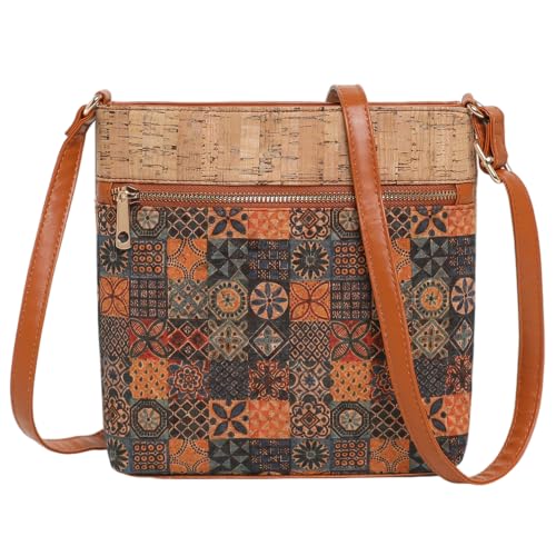 Sac à main bohème femme bandoulière imprimé ethnique et porte-monnaie liège