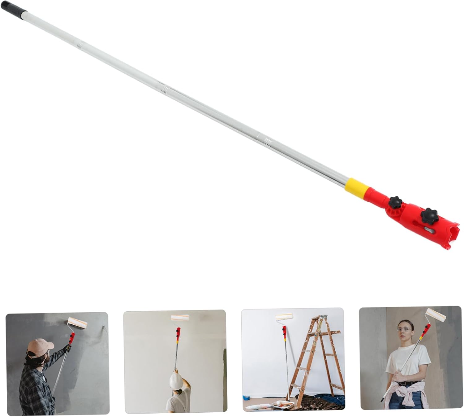 POPETPOP Multi-Angle Paint Brush Tool Clamp and Telescopic Rod for High Ceilings and Hard Reach Areas for Paint Rollers and Brushes