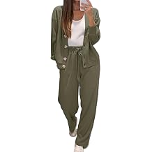 Two Piece Outfits for Women Fall Long Sleeve Button Down Jackets and Joggers Pants Matching Sets Sweatsuits Tracksuit