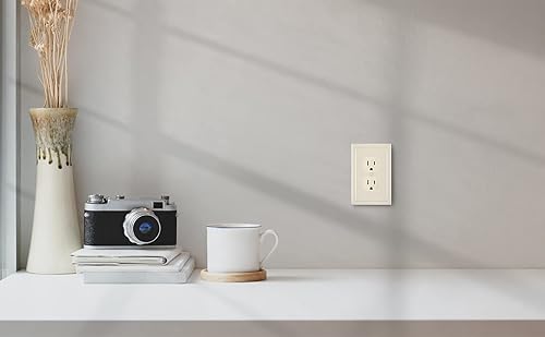 Miniatura 6 de Placa decorativa de pared con borde moderno, tapa de tomacorriente para cubrir enchufe, aleación de zinc maciza duradera (dúplex simple, paquete de