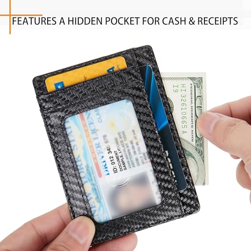 LinsCraft Slim Minimalist Wallet, Small Leather Front Pocket Wallets, RFID Blocking, Credit Card Holder for Men Women4
