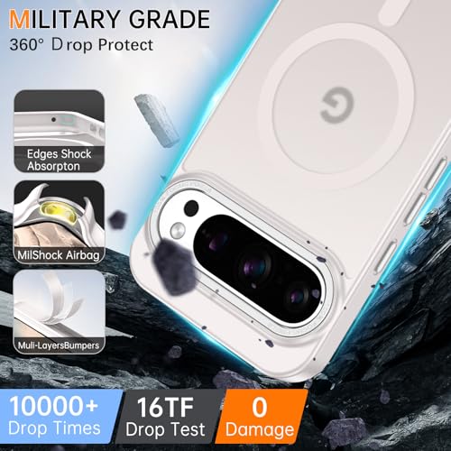 Image of YINLAI for Google Pixel 10 Pro XL Case,Magnetic Compatible with MagSafe, Slim Matte Anti-Fingerprint, Shockproof Full Body Military Grade Protection for Google Pixel 10 Pro XL Cover, Light Gray