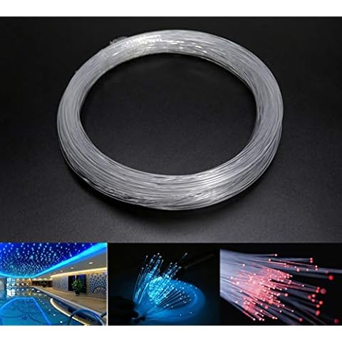 AZIMOM PMMA Plastic End Glow Fiber Optic Cable 1.5mm(0.06in) 50m(164ft)/Roll for Star Sky Ceiling All Kind Led Light Engine Driver Source Cover