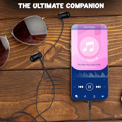 Image of Kratos E02 Black Wired Earphones with 3.5mm Jack in-line Mic Control for Clear Calling & Music, Multi-Functional Controller,Sweat Resistant,Comfort Fit Wired Ear Phones,Compatibility with All Mobiles